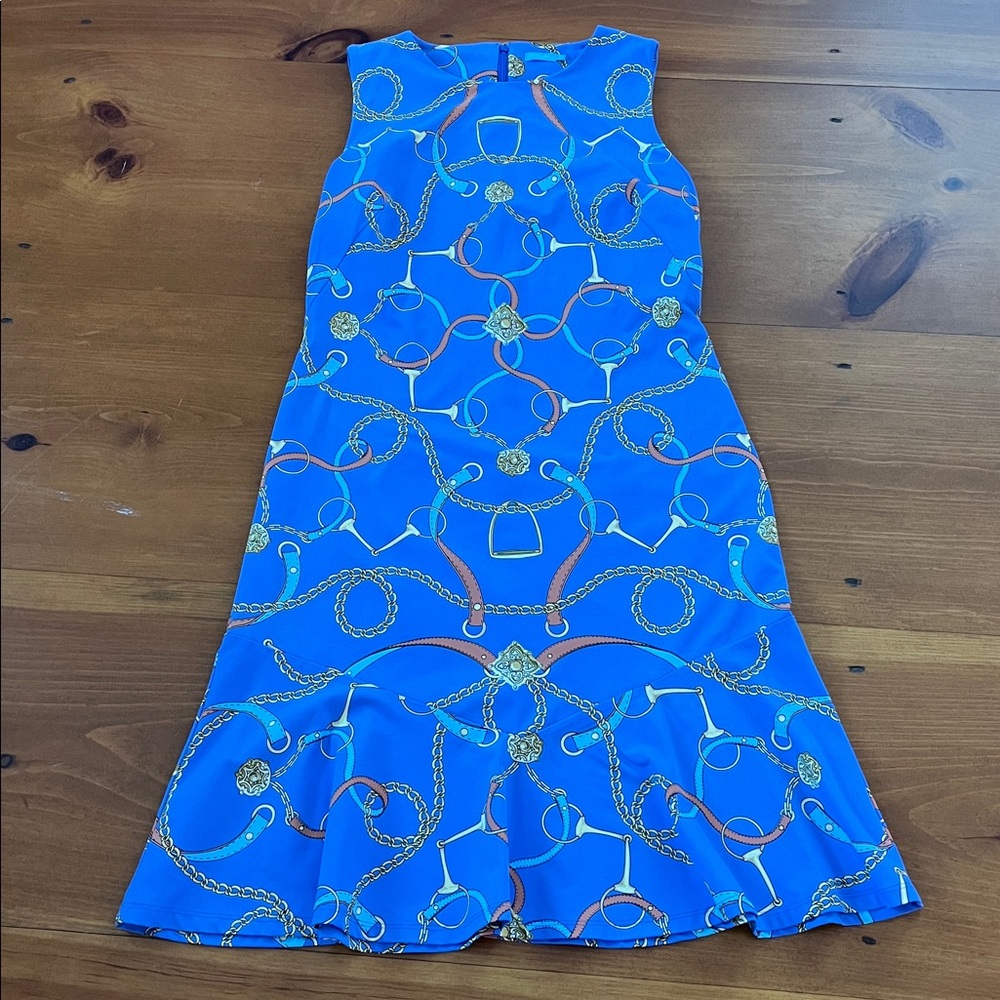 J. McLaughlin Carmen Devon Stirrup Print Dress Womens Size M Equestrian